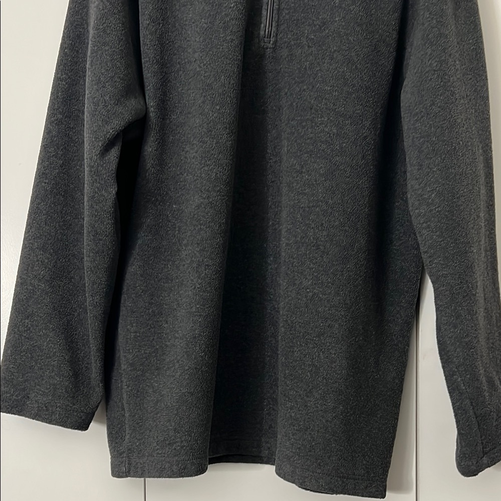 Men's grey Quarter-Zip Sweater Zip Up with black piping Sweatshirt in fleece - Picture 3 of 5